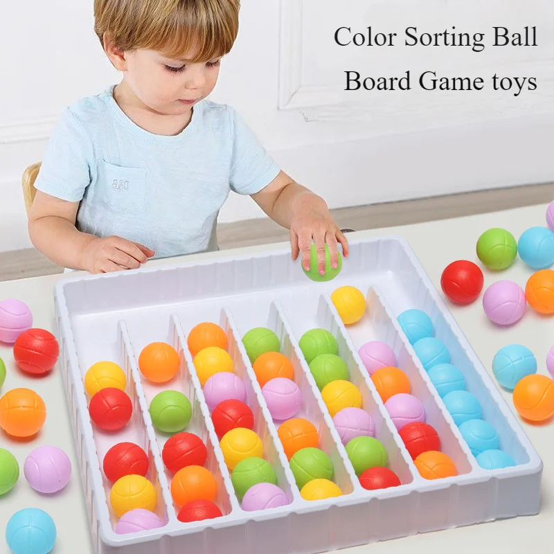 Color Sorting Ball Toy Sensory Game Rainbow Balls Board Game Color Sorting Counting Interactive Puzzle for Kids Christmas Gifts