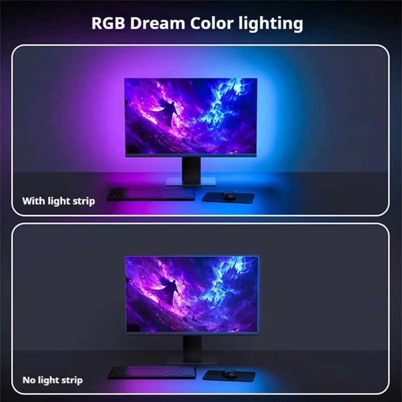 USB 5V RGB LED Computer Sync Backlight with Adhesive, Dream Color RGB IC Strip Light for Gaming Room Christmas Decor