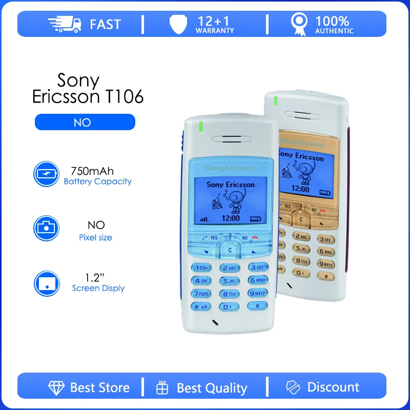 Sony Ericsson Remodelado e Desbloqueado Telefone Móvel Telefone 2g Mini-sim T106