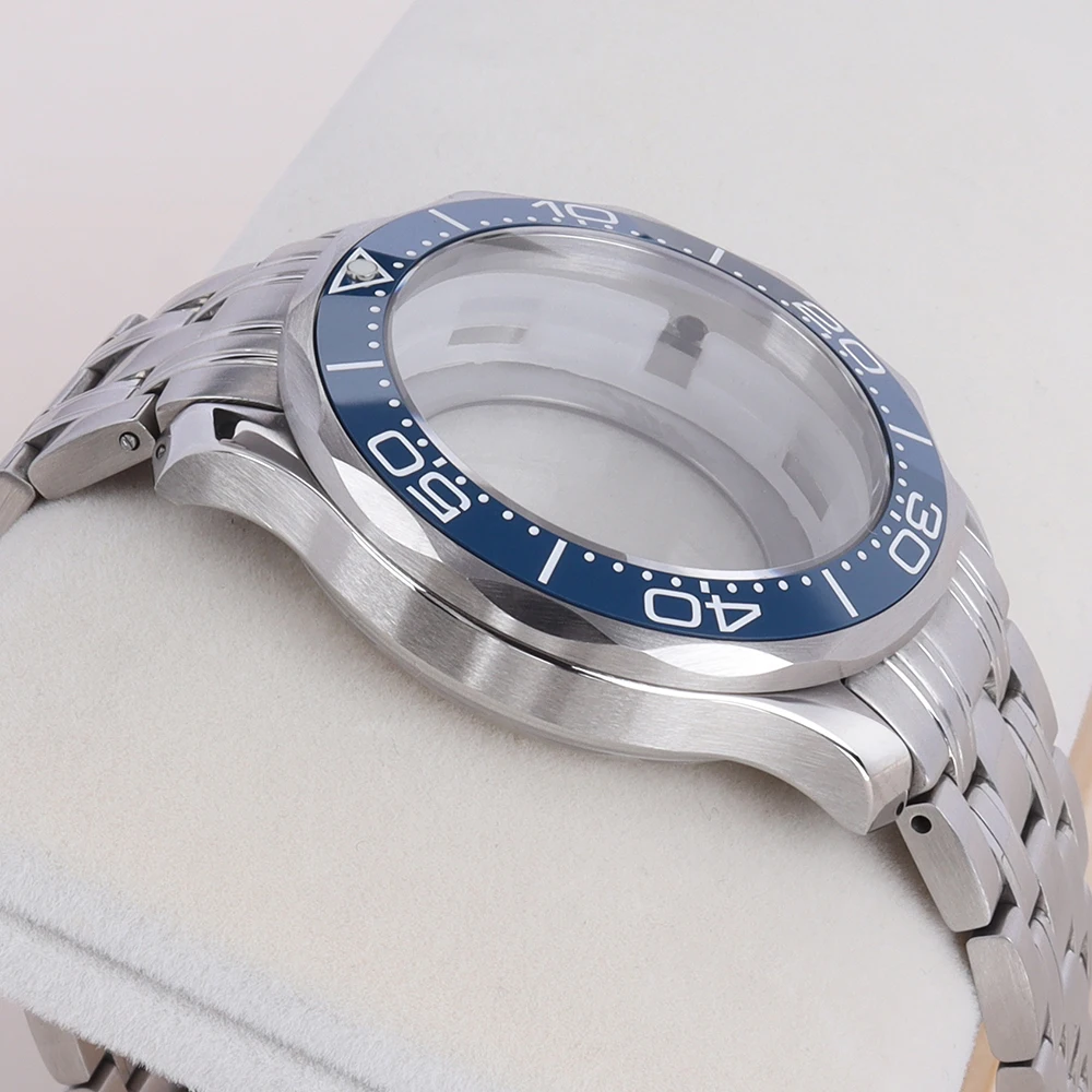 Caja de reloj NH35 de 41mm, pulsera de acero inoxidable 316L de zafiro para Seamaster 300 NH35 NH36 NH38 NH34, piezas de reloj con esfera de 31mm