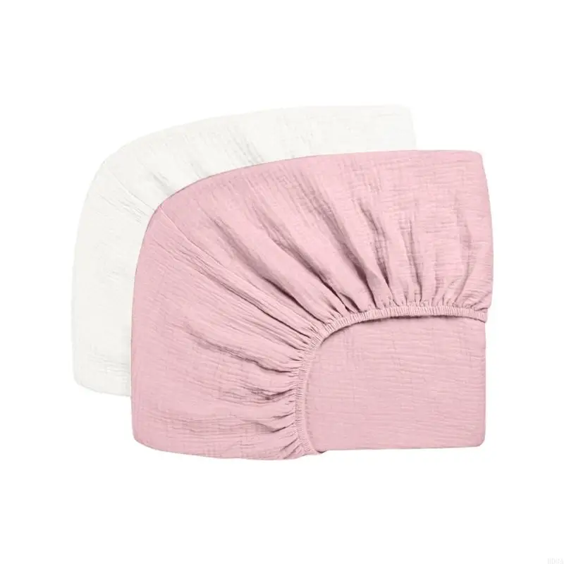 B03A 2PCS Baby Bassinet Fitted Sheet 2-Layer Crib Pad Sleeve Bedding Stuff Machine Washable Mattress Protective Cover