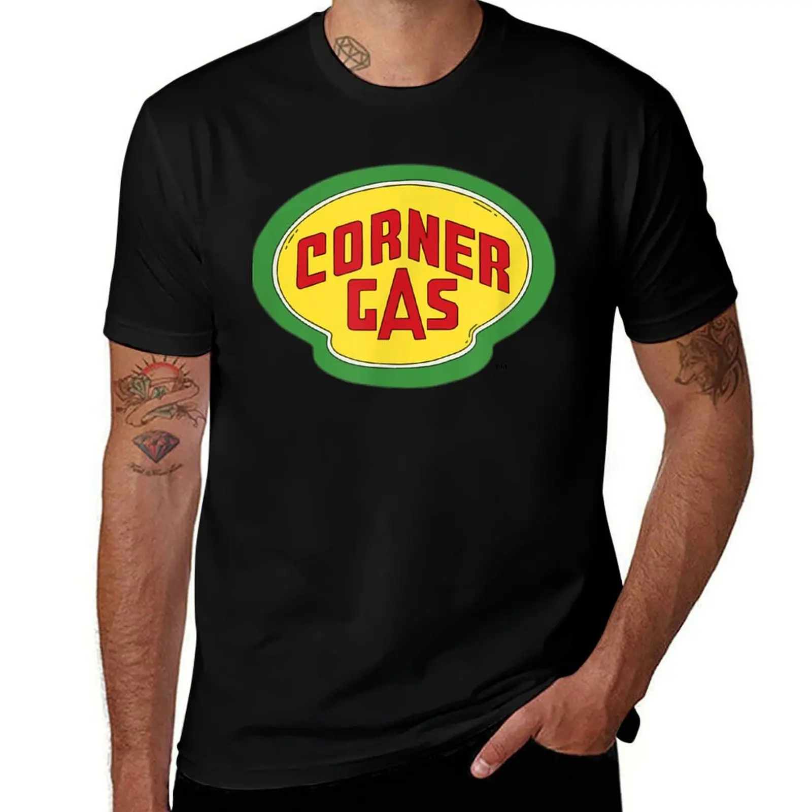 

Corner Gas wblack text T-Shirt sports fans summer tops oversized graphic tee fitted t shirts for men