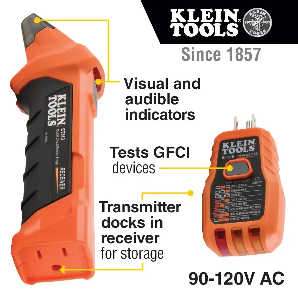 Klein Tools 80101 Kit de testador doméstico, testadores de tomada e receptáculo GFCI, multímetro, NCVT, localizador de disjuntor, derivações, 6 peças