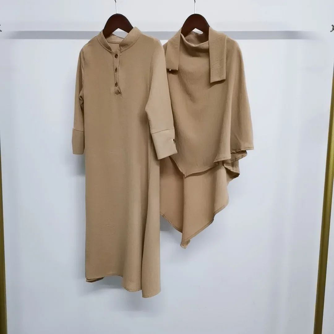 

Eid Khimar Abaya Sets Muslim Kids Girls Hijab Dress Prayer Garment Full Cover Jalabiya Djellaba Turkey Kaftan Dubai Robe Caftan