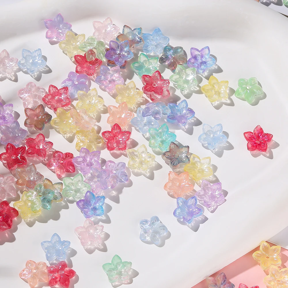 20pcs/Lot AB Color Glass Beads Five Petal Flower Bead for Jewelry Making DIY Bracelet Necklace Accessories image 5