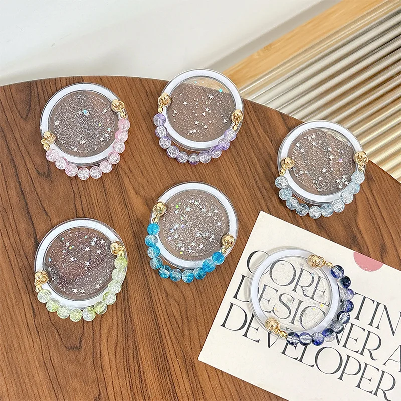 حامل هاتف مغناطيسي بسلسلة شفافة لامعة مع حلقة لملحقات Magsafe Universal Smart Tok Lazy Bracket