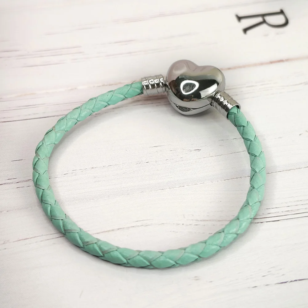 Stainless Steel Buckle Leather Charm Bracelet For Children Women Gift Fit Pandoraer Original Charm Beads DIY Brand Fine Jewelry