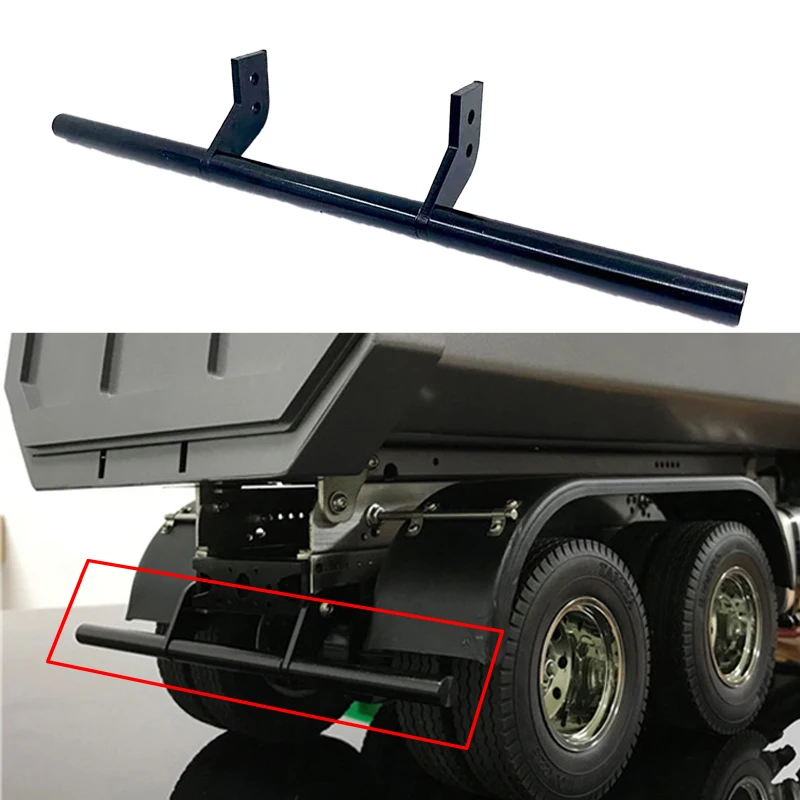 1 Item Simulation Metal Black Rear Bumper for 1/14 Tamiya RC Truck Car Scania 770S BENZ 3363 VOLVO FH16 MAN Diy Parts Toys