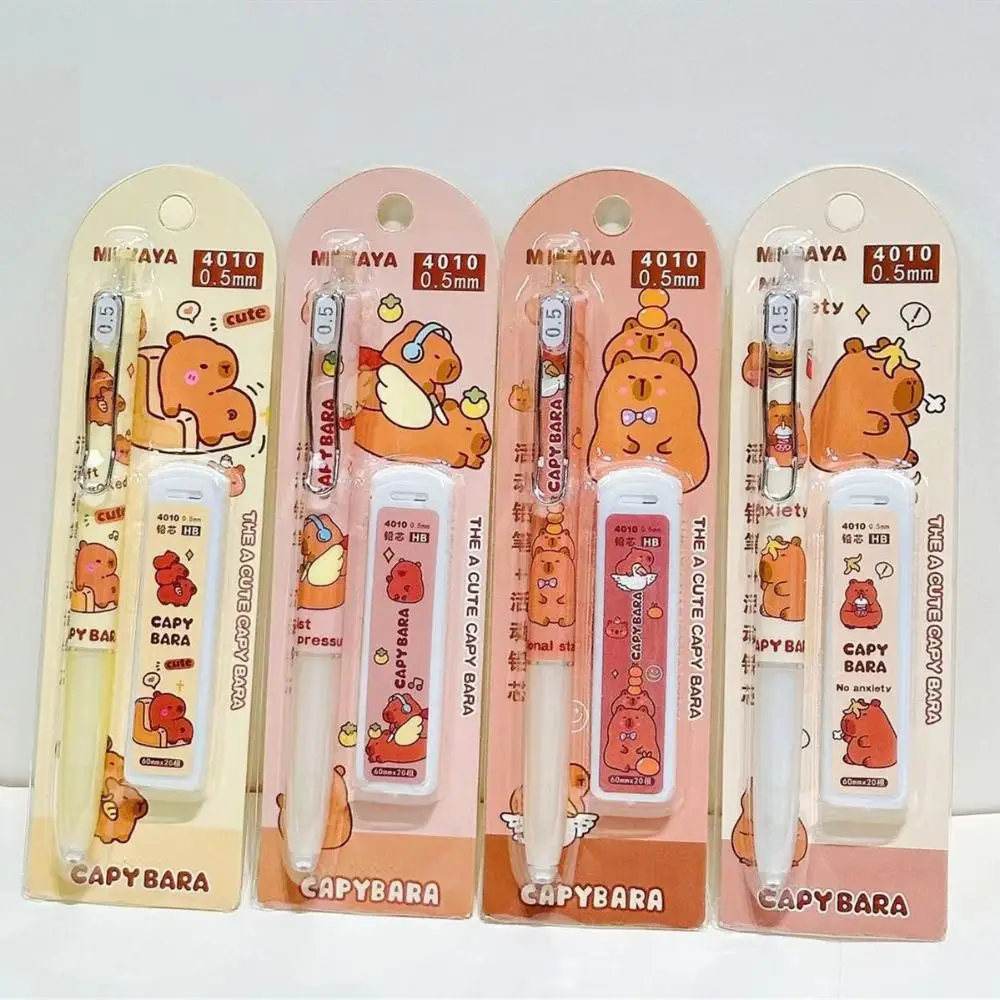 Kids Gift Capybara Mechanical Pencil Animal Cartoon Automatic Pencil Kawaii Sketch Propelling Pencil Stationery Set