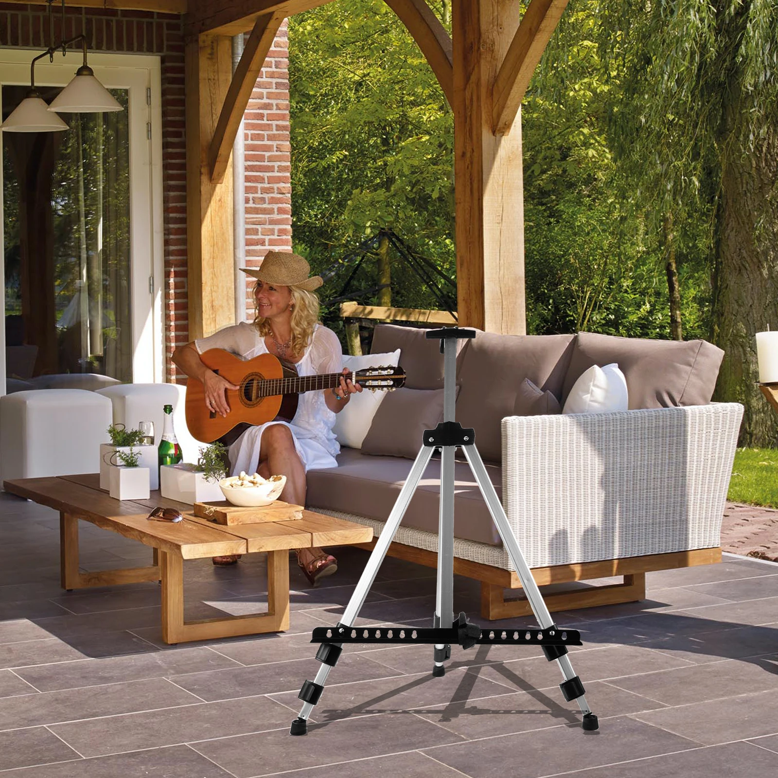 

Silver Aluminum Alloy Easel Sketching Folding Art Drawing Board St Triangle Tripod for Wedding Sign Paint Display easel