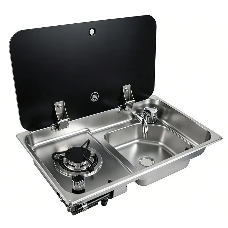 Gas Stove Multifunctional Folding With Sink Kitchen Gas Stove Sink Two in One Caravan Hidden Single-Head Stove For Outdoors
