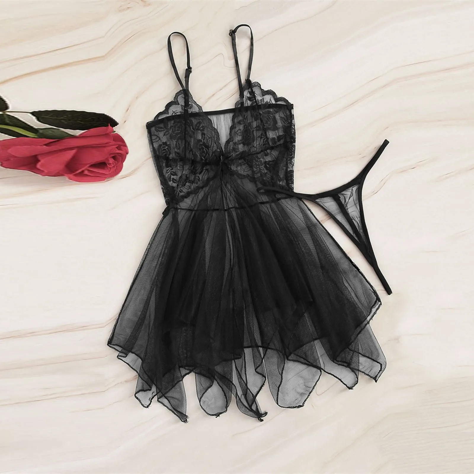 Sexy Lingerie Women Lace Bodysuit Elegant Reverie Sex Lingerie Transparent Thong Set Teddy Costumes Babydoll Dress Nightwear