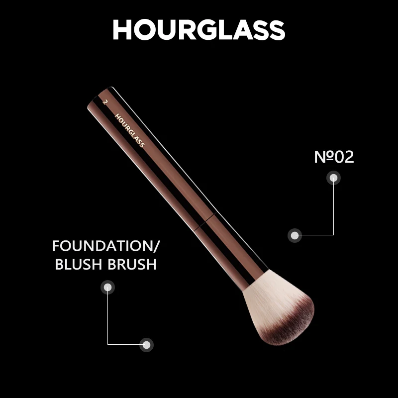 Hourglass Makeup Brush- No.2 Foundation/ Blush Brush Soft and Skin-friendly Fiber Hair Fashion Design Single Face Brush