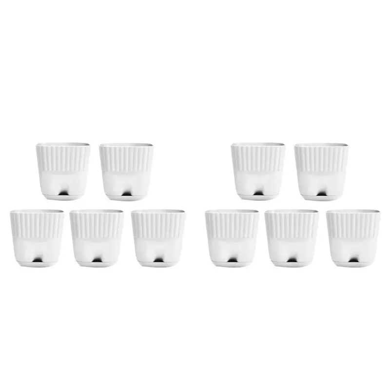 

【THANKSGIVING DAY】Flower Pots 6 Inch, 10 Pack Square Plant Pots With Drainage Holes And Connectiong Saucer Tray, For Indoor Outd