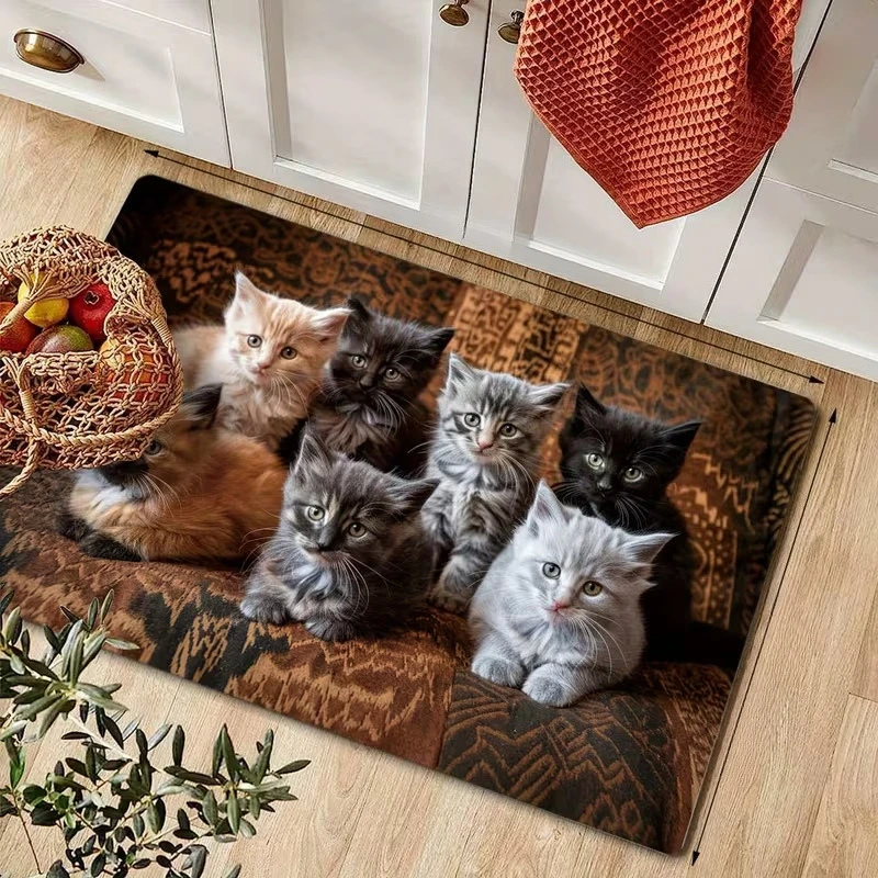 Home decor Area Rugs, Creative Kitten Element Pattern Rugs,  Indoor Entrance Floor Doormats Kitchen Floor Mats Hallway Foot Mats