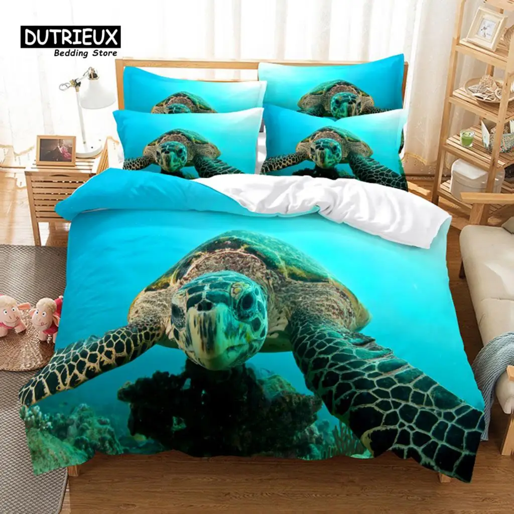 

Sea Turtle Duvet Cover Set, Fashion Bedding Set, Soft Comfortable Breathable Duvet Cover, For Bedroom Guest Room Decor