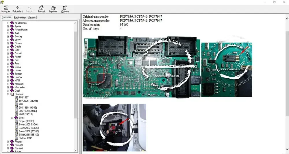 IMMOBILIZER LOCATION ECU CAR AND EPROME  It Shows The Immo Eeprom Location and Number  Large Database on Eeproms for All Cars