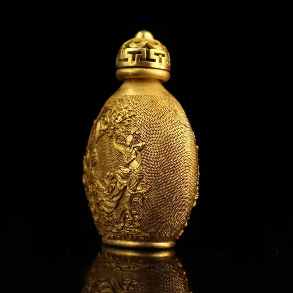 Retro Flying Apsaras & Court Ladies Relief Pattern Snuff Bottle mini bottle