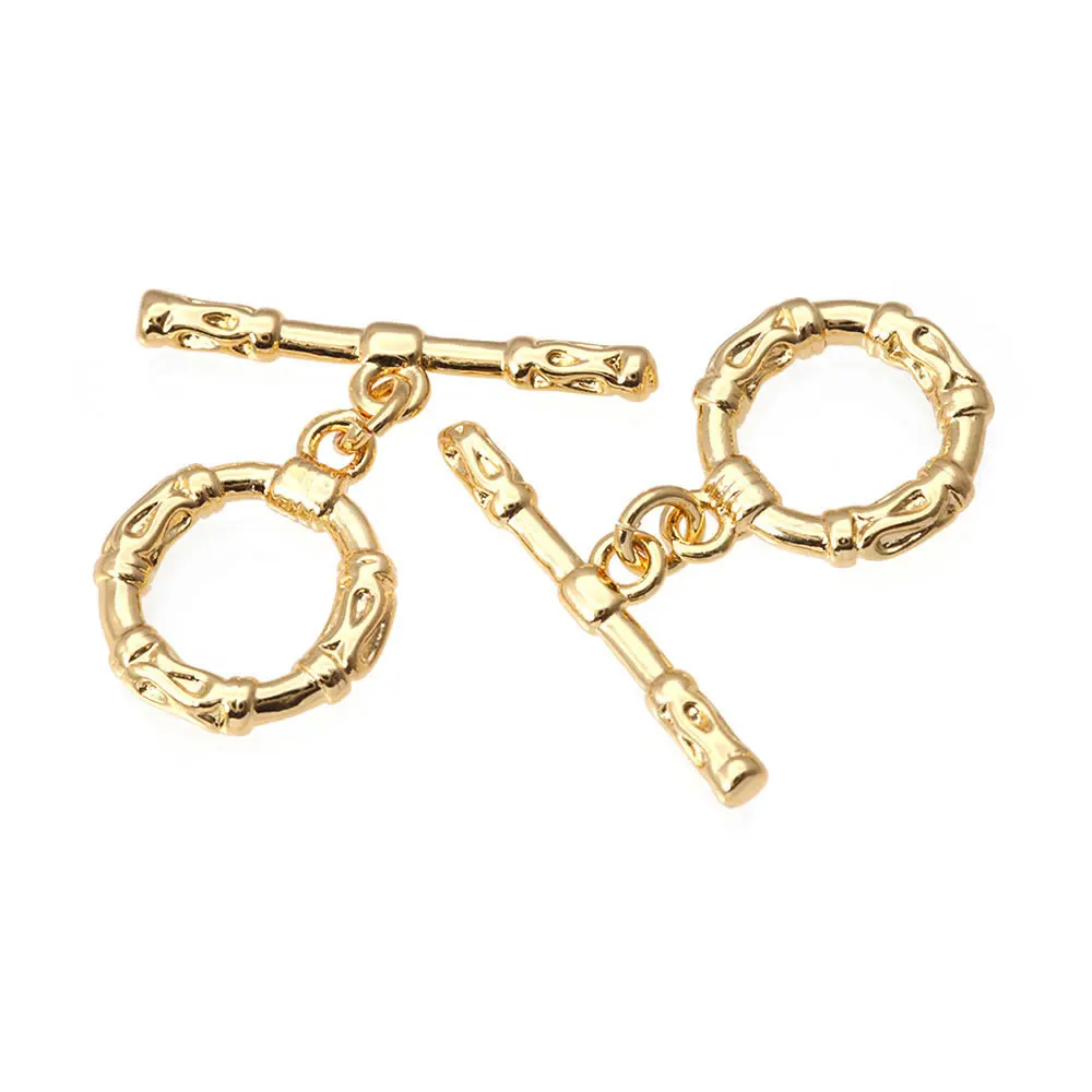 6 Sets 18K Gold Color Brass Round O Toggle Clasps Bracelet Connect Clasps High Quality Diy Jewelry Accessories Making Materials view 4