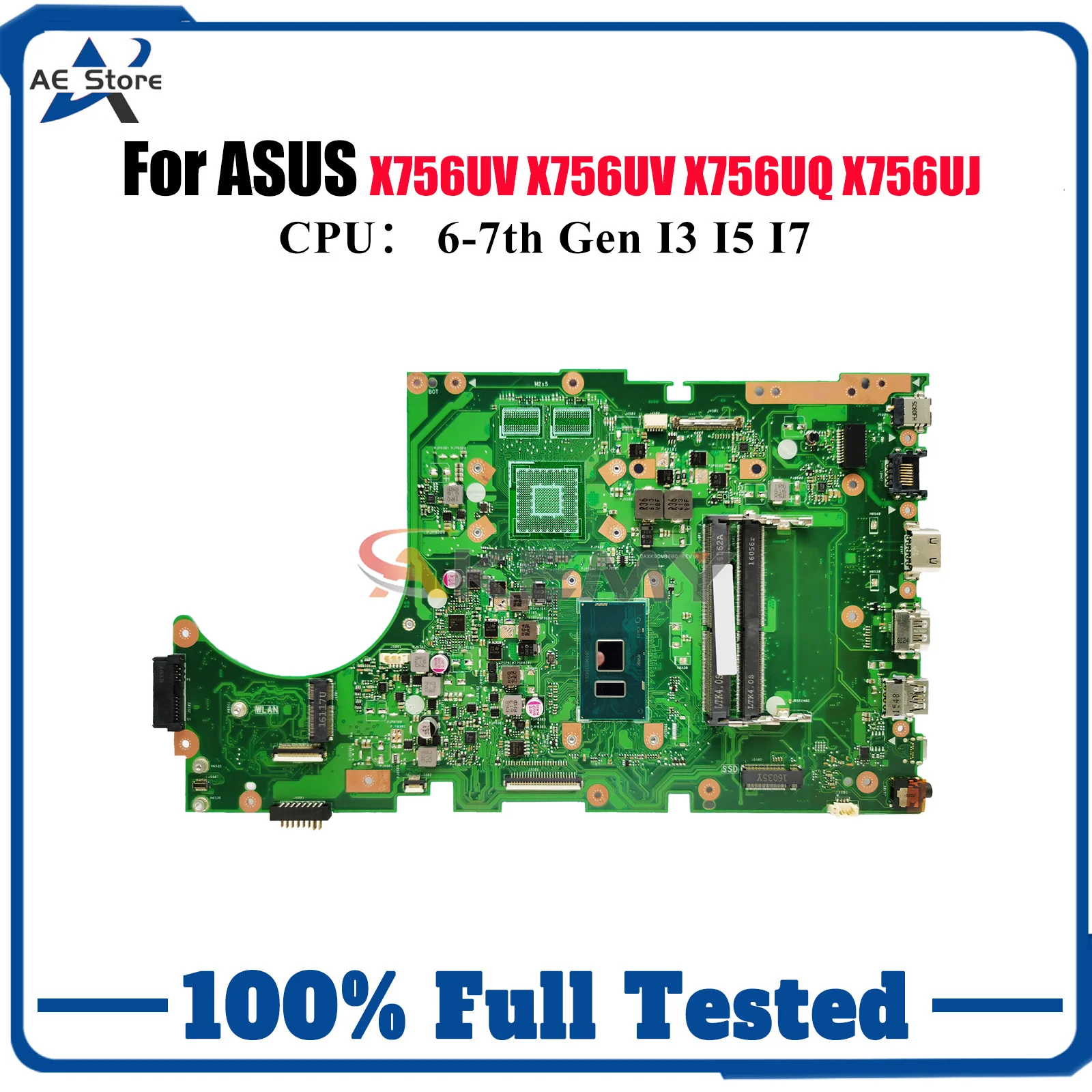 

X756UV Laptop Motherboard For ASUS X756U A756U X756UXM X756UJ X756UR X756UQ X756UAK X756UX X756UQK X756UA Mainboard I3 I5 I7 CPU