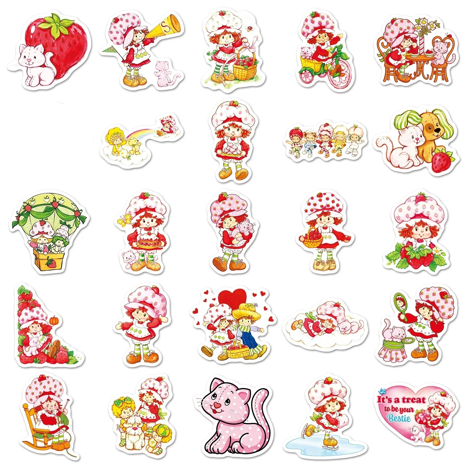 50 Pcs Strawberry Cartoon Stickers Cartoon Sweet Waterproof Vinyl Decals for Laptop Phone Case Luggage Water Bottle Journal image 5