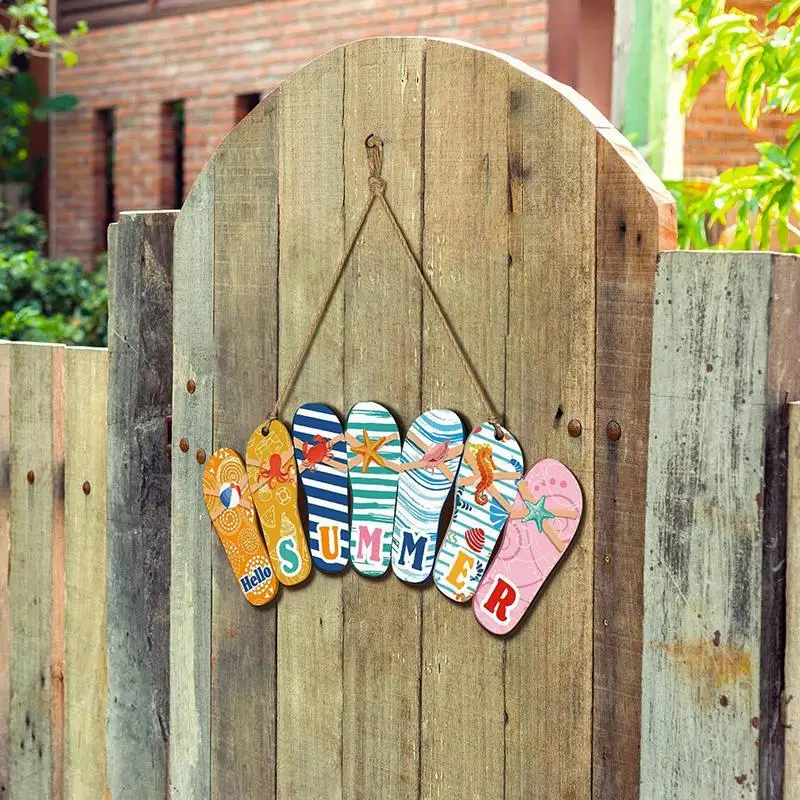 Hello Summer Door Sign Beach Decorations Handmade Wall Pediments Weather-Resistant Door Decor Home Décor Accents For Home Front