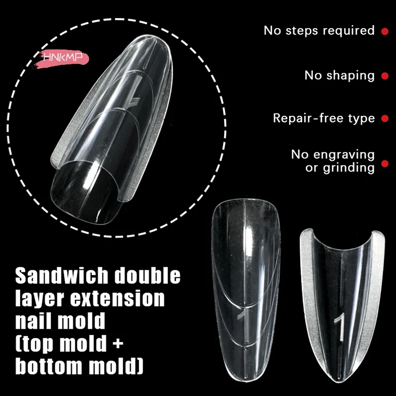 مجموعة أشكال أظافر مزدوجة من ساندويتش مكونة من 240 قطعة، وصلات مكونة من 15 مقاسًا - أشكال أظافر التابوت واللوز، قالب علوي وسفلي لفن الأظافر #4