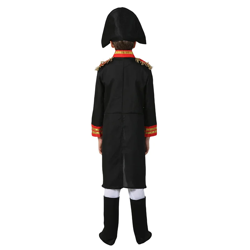 Bambini Napoleon bonnet Costume nero francese vittoriano soldato re Halloween Fancy Dress Up For Boy