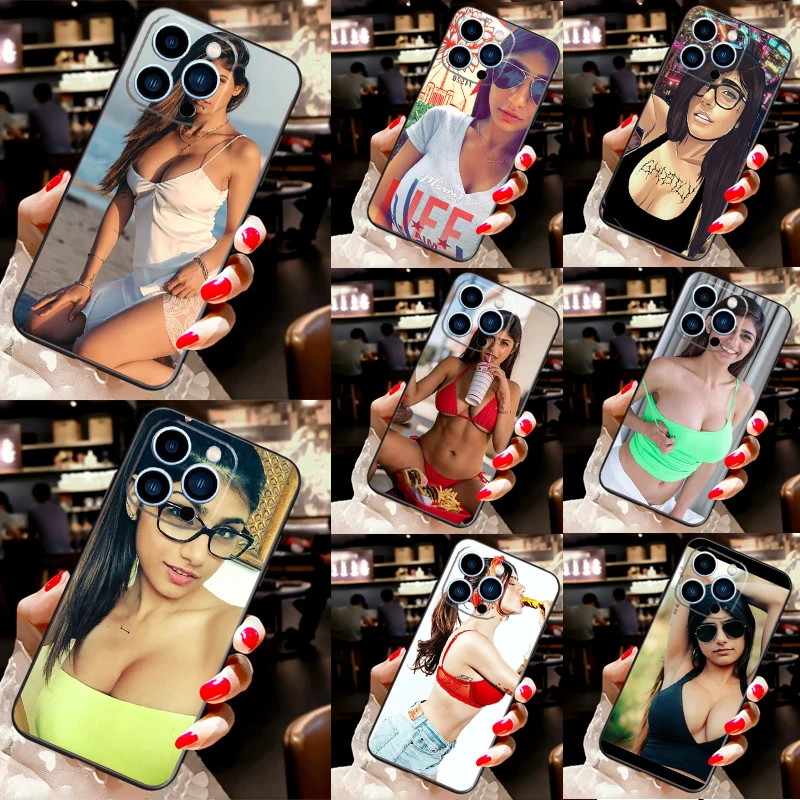 Sexy Beauty Girl Mia Khalifa Fundas For iPhone 13 14 15 16 Pro Max X XR XS Max Plus 12 Mini Case For iPhone 11 Pro Max Cover