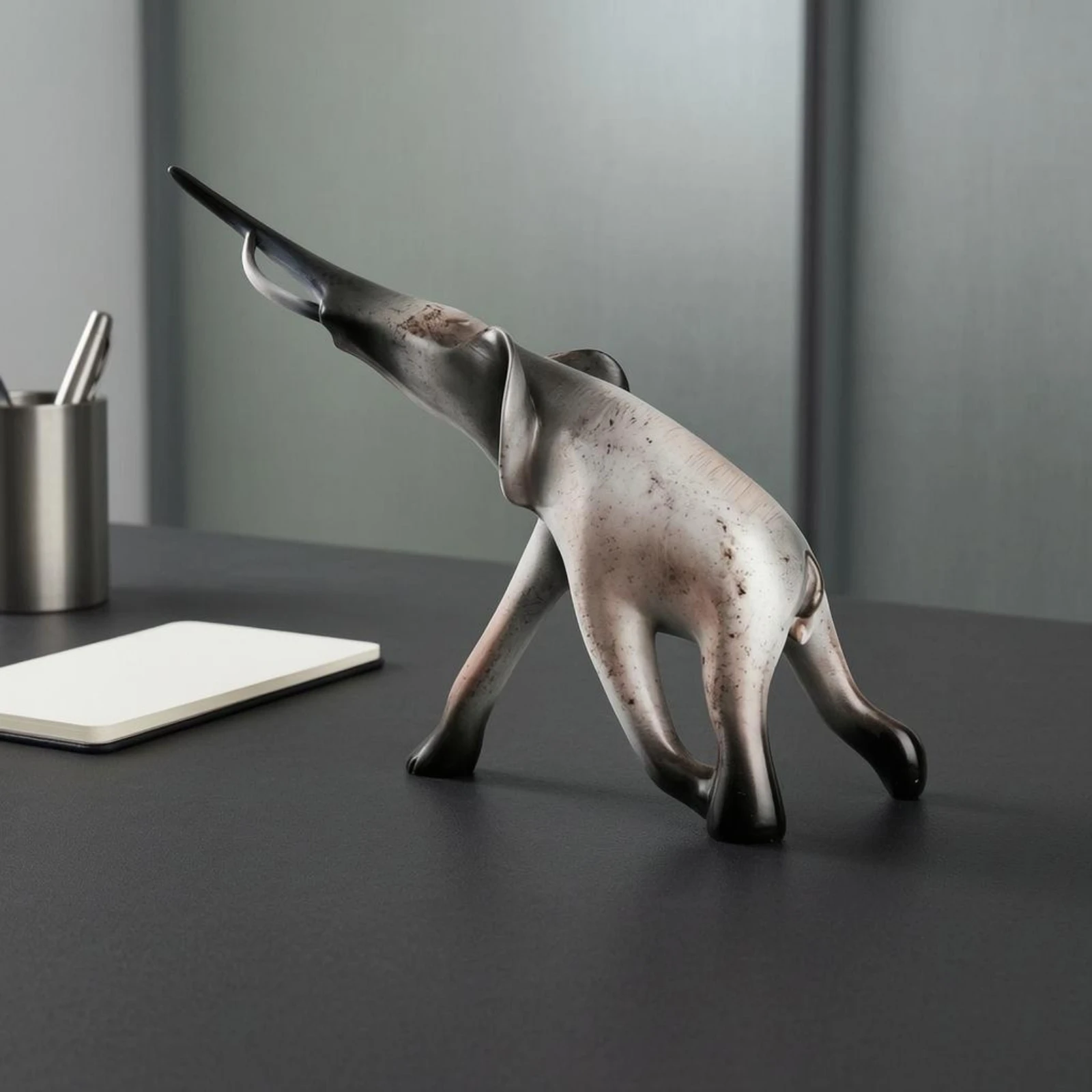 Abstract Elephant Statue Modern Metal Elephant Sculpture House Decoration Stylized Stretched for Study