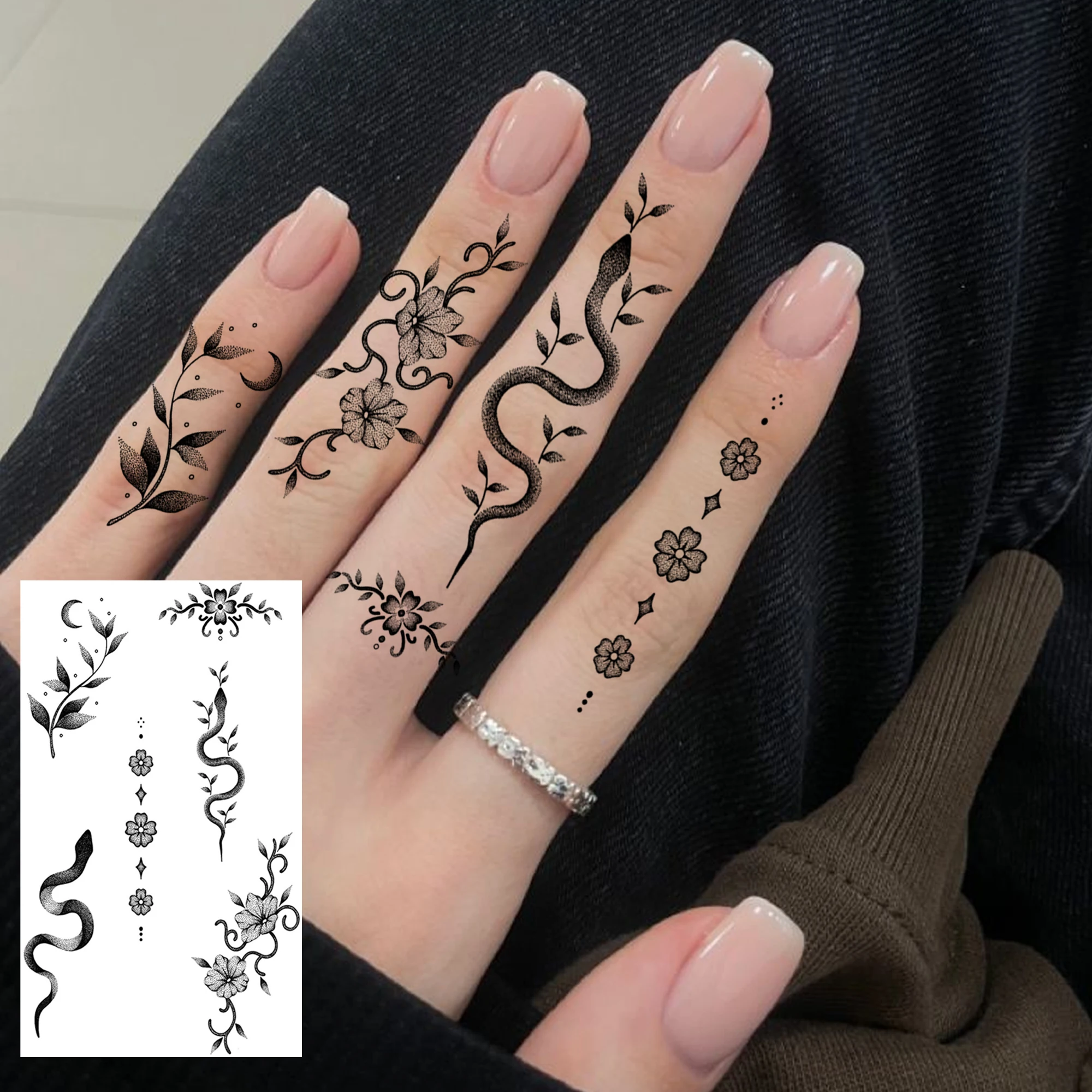 1 Sheet Halloween Skull Tiger Snake Temporary Tattoos For Adult Hands, Temp Fake Tattoo Stickers Long Lasting Realistic Tatoos