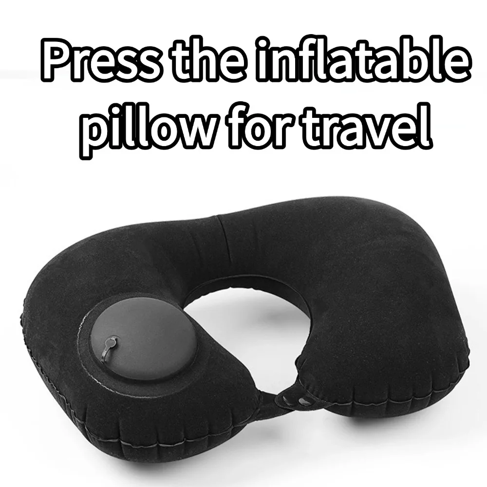 New Hot U-Shaped Press Inflatable Neck Pillow Travel Portable Airplane Pillow Cervical Support Cushion for Car Office NapCamping