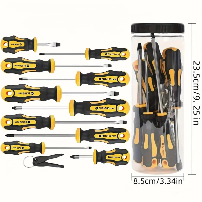 Magnetic Screwdriver Set Phillips Flat Head Non‑Slip Handle Multi‑Size Hand Screwdrivers Kit for Home ApplianceElectronicsRepair