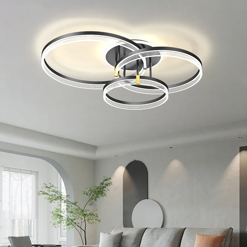 

Nordic LED Circle Ceiling Chandelier Modern Acrylic Ring Ceiling Lamp For Bedroom Parlor Kitchen Simple Smart Interior Lighting