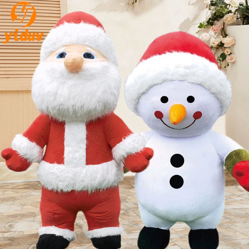 Christmas Series Inflatable Doll Costume Role Play Party Adult Cute Santa Claus Snowman Reindeer Polar Bear Mascot Costume Feast