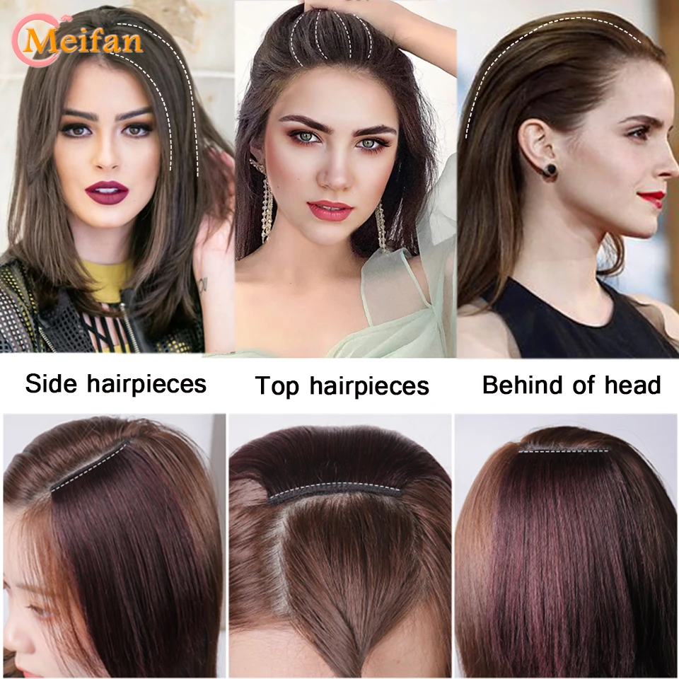 MEIFAN Synthetic Invisable Natural Fluffy Hairpieces Clip in Hair Extensions Natural False Pad High Hair pieces for Women