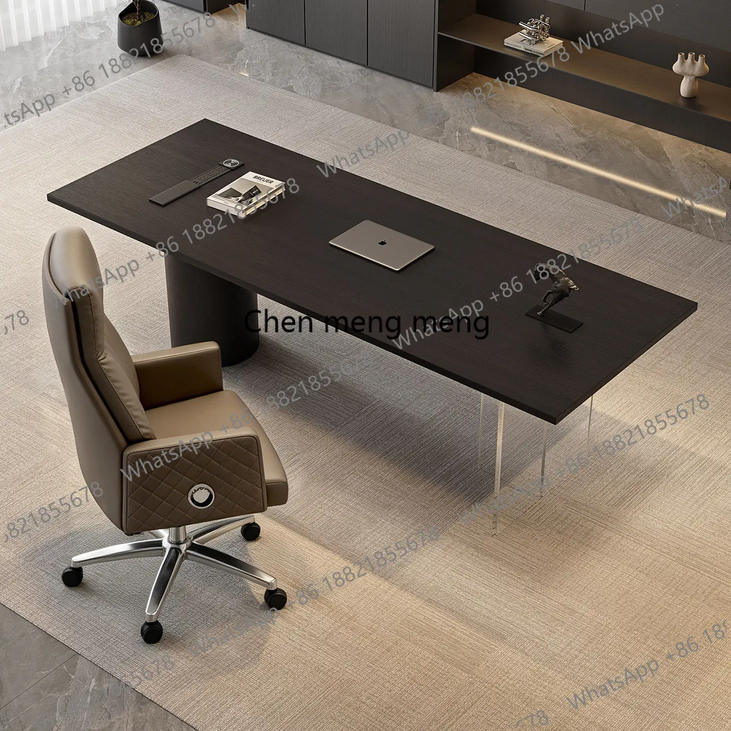 

Italian minimalist solid wood desk with drawers, home living room, desk, study room, computer writing desk