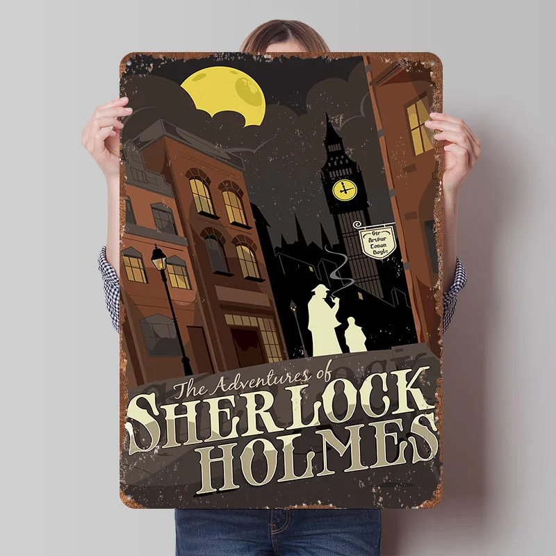 Sherlock Holmes Metallposter, personalisierte Wandkunst, Retro-Vintage-Blechschilder für Männerhöhle, Schlafzimmerdekoration, Raumzubehör