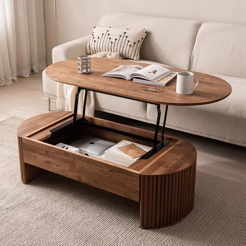 

All solid wood coffee table can be lifted and lowered small storage multi-functional tea table