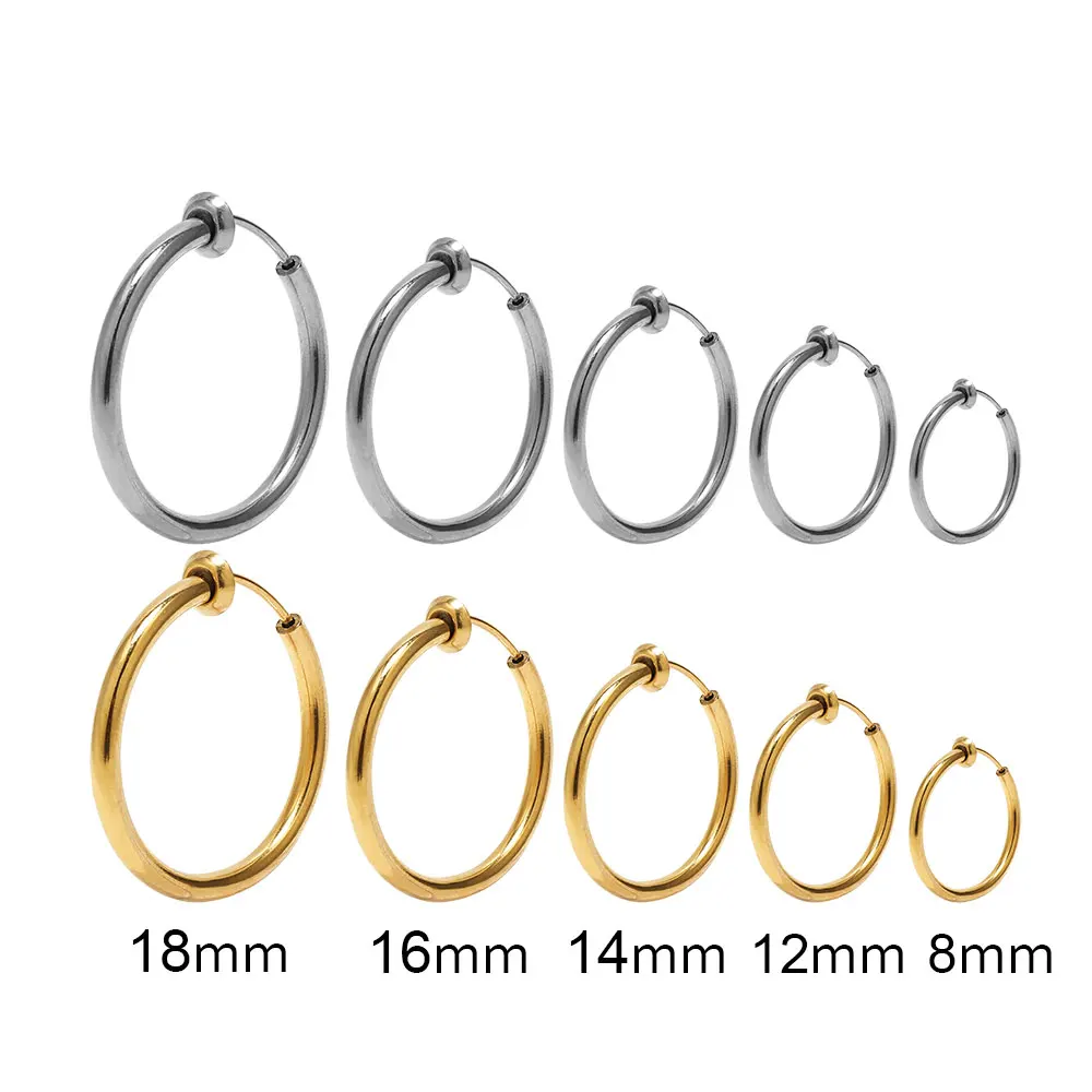 5/1Pairs Stainless Steel Without Ear Holes Clip Hoops Without Drilling Earring for Clip Earring Without Piercing Jewelry Making