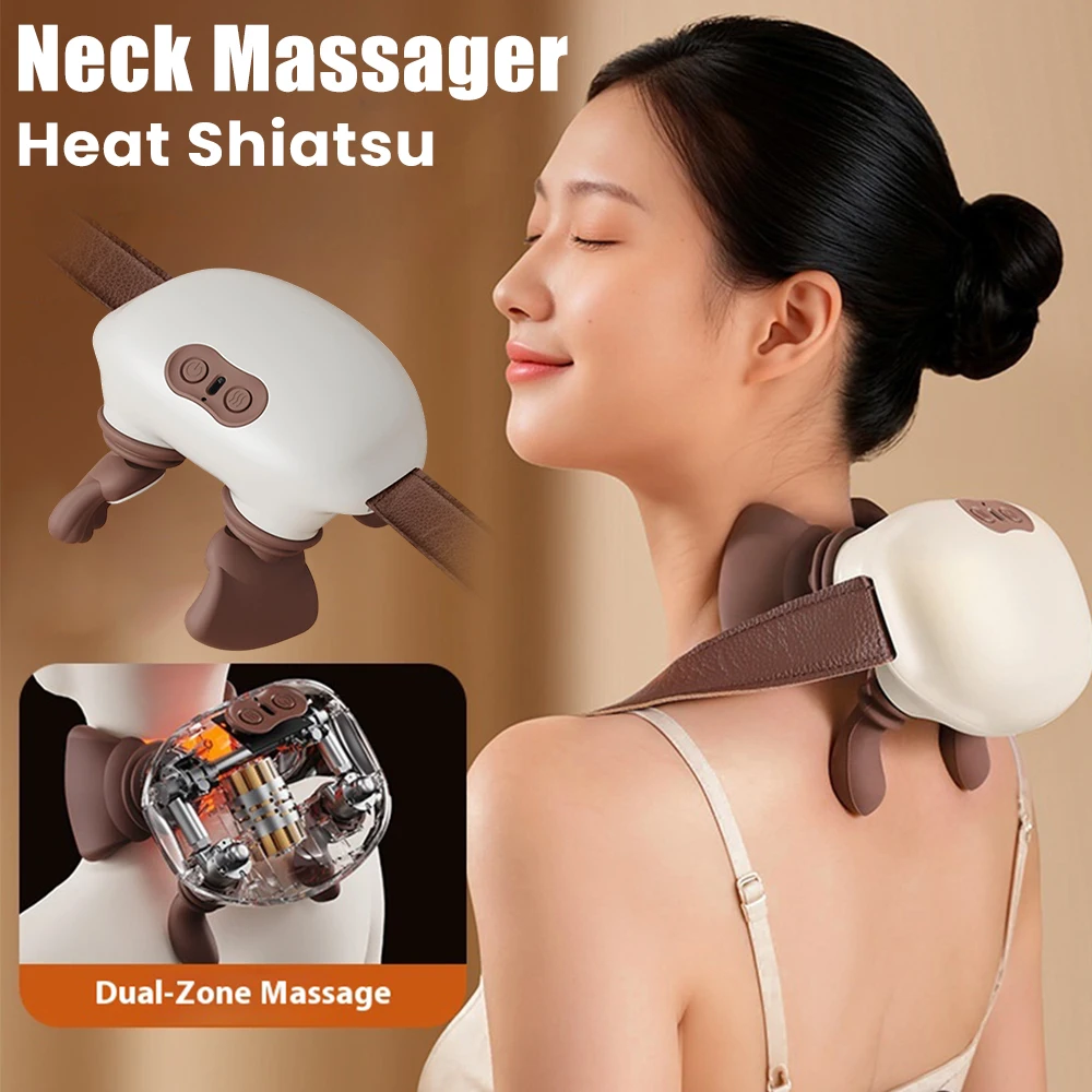 

Neck Massager Heat Shiatsu Back and Shoulder Massager Electric Kneading Neck Deep Massage Muscle Relax Cervical Spine Massager