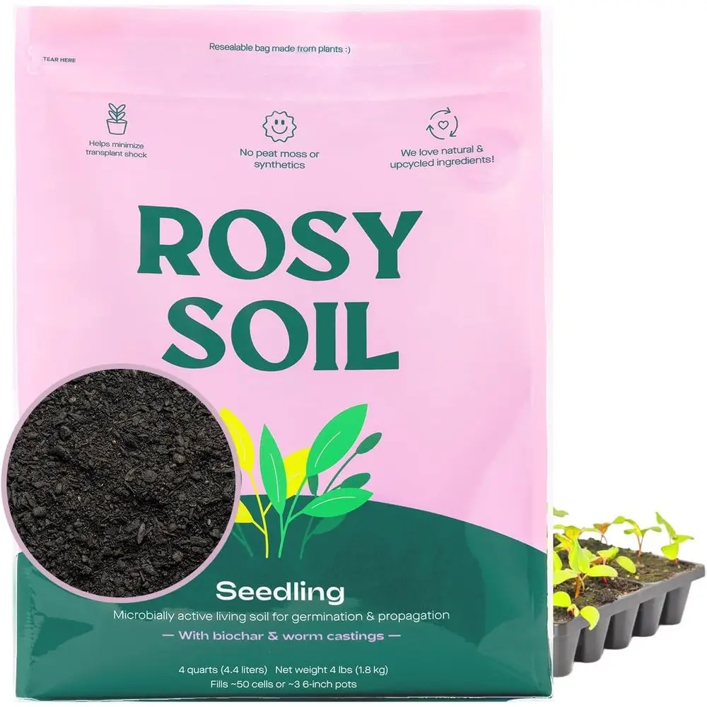 Seed Starter Soil Mix, Organic, Peat-free, 4 Quarts | Worm Castings, Biochar and Mycorrhizae Blend, Seed Germination, Micro, Pro