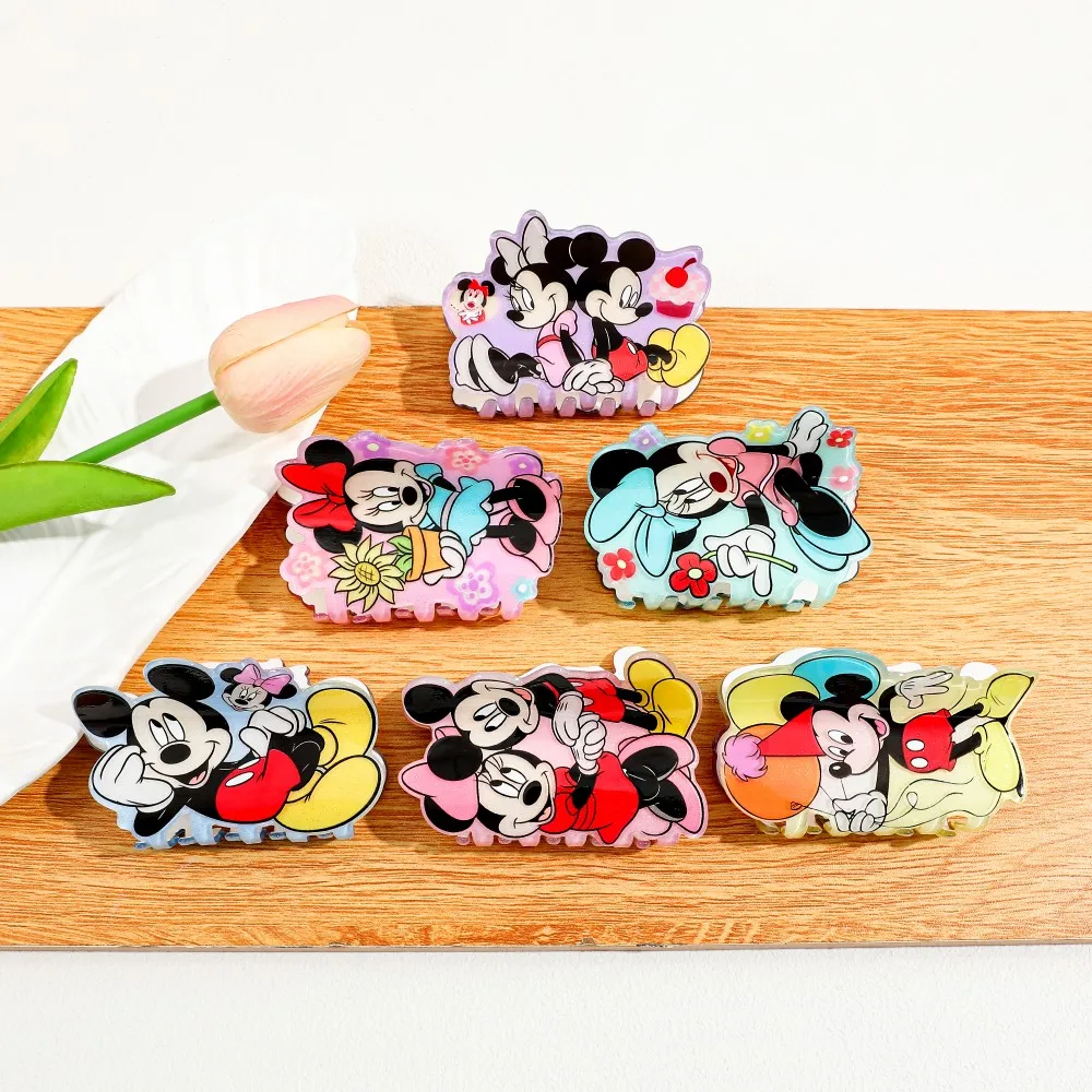 

Случайный набор из 6 милых заколок для волос с Микки Маусом и Минни Маусом от Disney, акриловые заколки для волос с мультяшными персонажами для женщин, очаровательные аксессуары для волос.