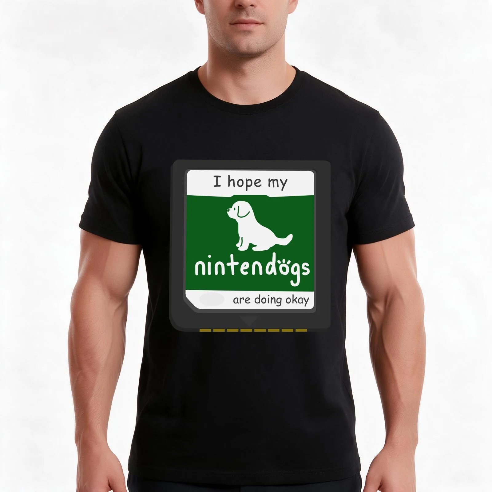 I Hope My Nintendogs Are Doing Okay - Green T-Shirt, Summer Casual Cotton Tee, Oversized Streetwear Tops, Vintage Graphic Print