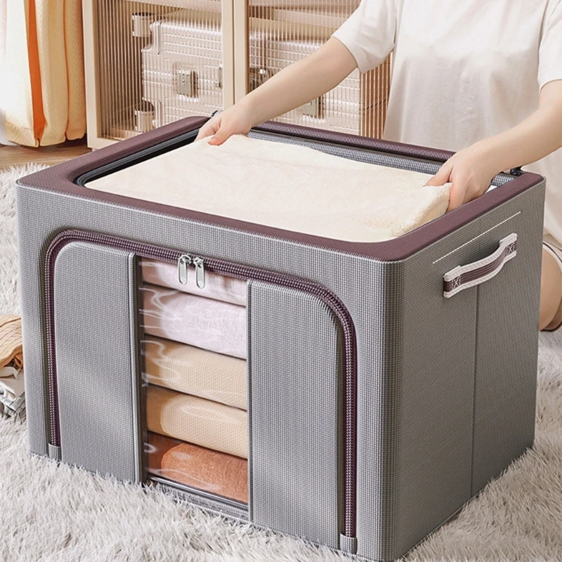 Large Capacity Clothing Storage Box Foldable Cloth Dustproof for Home Zipper Wardrobe Household Dropshipping