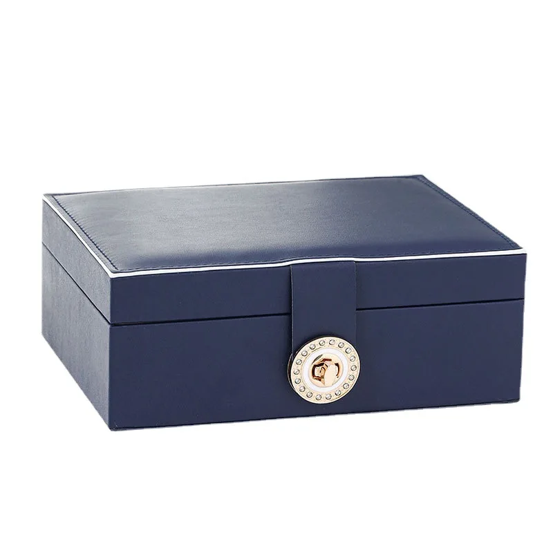1pcs Double Layer Storage Box Ladies Princess Simple Style Leather Flip Type Jewelry Box Travel Home Portable Jewelry Box