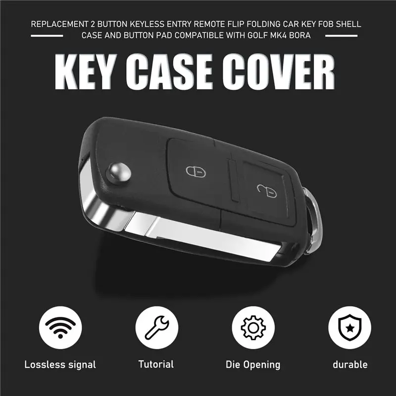 【Top Sale !!】Replacement 2 Button Keyless Entry Remote Flip Folding Car Key Fob Shell Case And Button Pad Compatible With Golf M
