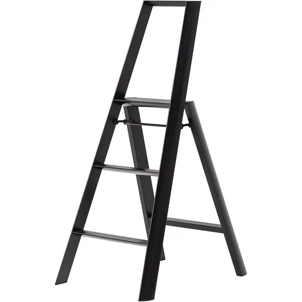 3-Step Lucano Step Ladder Foldable Lightweight Safety Bar Self-Standing Anti-Slip Grooved Steps Designed in Japan Multi-Award