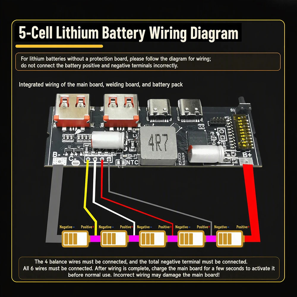 3-5S PD 100W Power Bank Module With MPPT Solar Charging DIY Mainboard For Lithium Battery Protection And Fast Charging