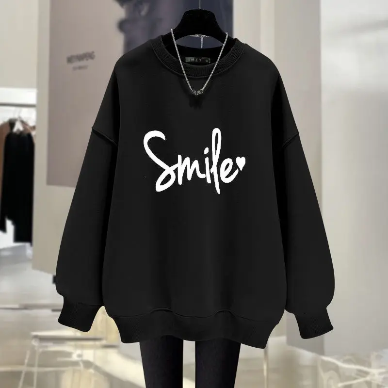 Autumn Vintage Y2k Letter Printed Sweatshirts Casual Loose O-neck Hoodies Women Clothing fashion Pure Cotton Pullovers